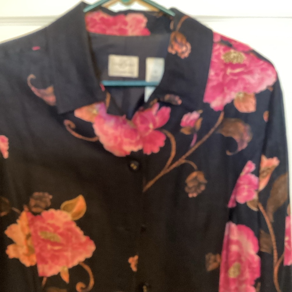 Liz Claiborne / Emma James Black Floral Jacket. NWOT - Picture 3 of 4